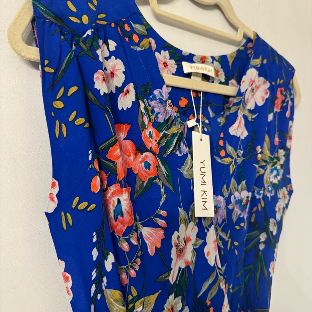 NWT Yumi Kim XS Amalfi Coast SoHo Mixer Silk Vibrant Blue Floral Mini Dress - Picture 7 of 16